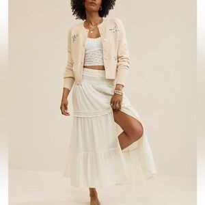 Cream Tiered Maxi Skirt - Women
